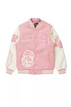 Girls Rosalyn Pink/White Varsity Jacket