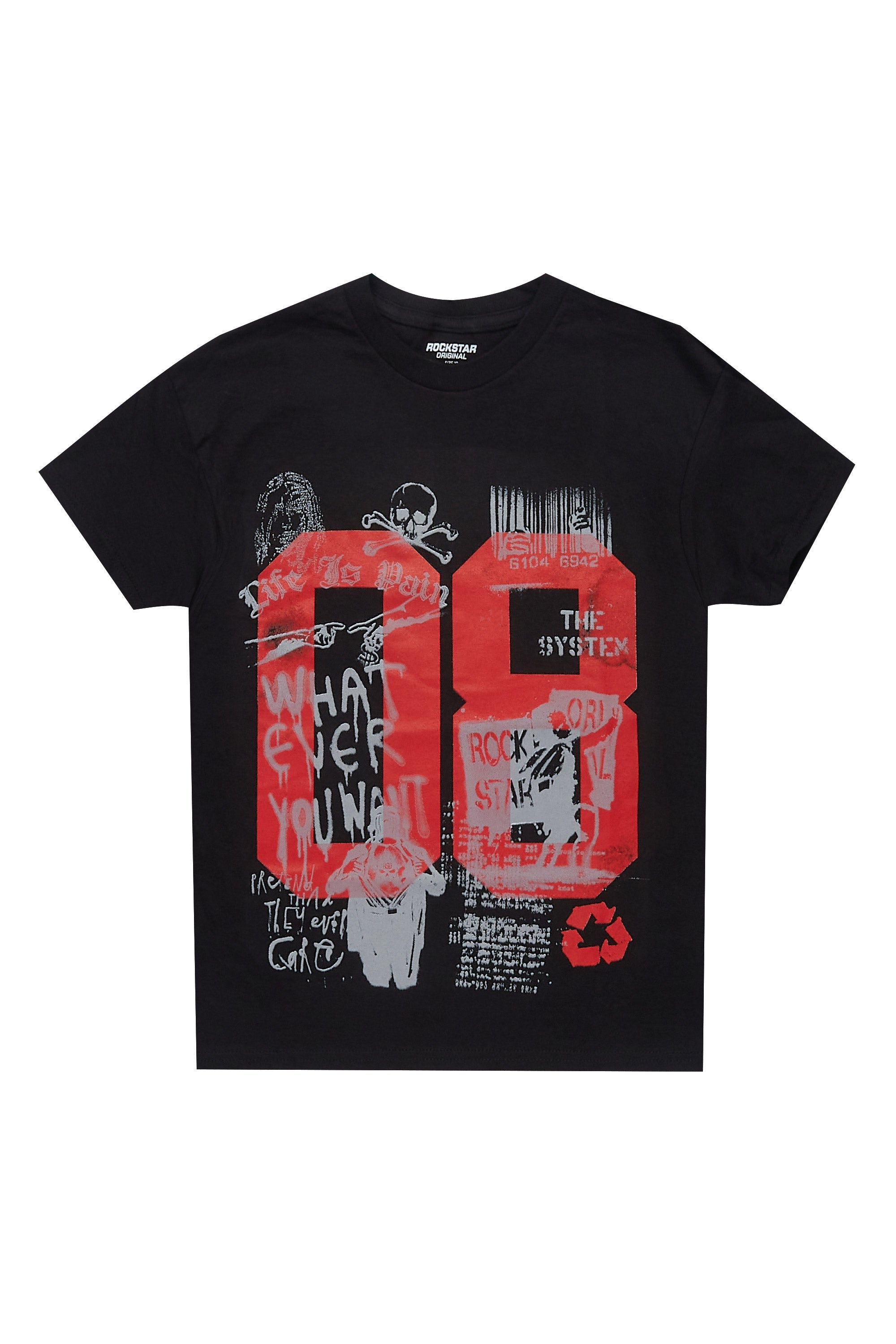 Girls Kammy Black/Red Graphic T-Shirt