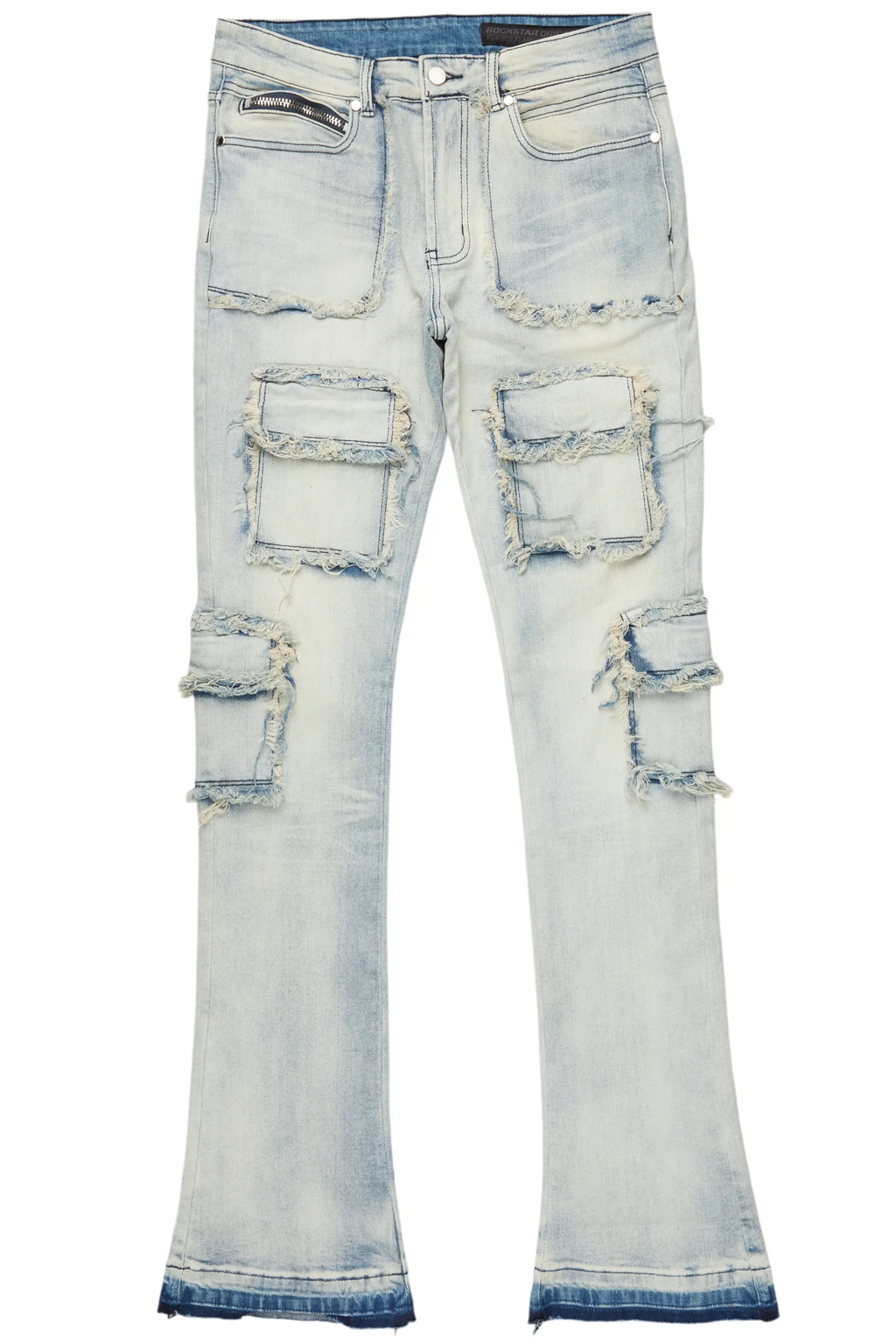 Tyrell Blue Stacked Flare Cargo Jean