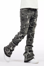 Boys Vasco Grey Stacked Flare Jean