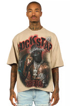 Rhydan Beige/Black Oversized Graphic T-Shirt