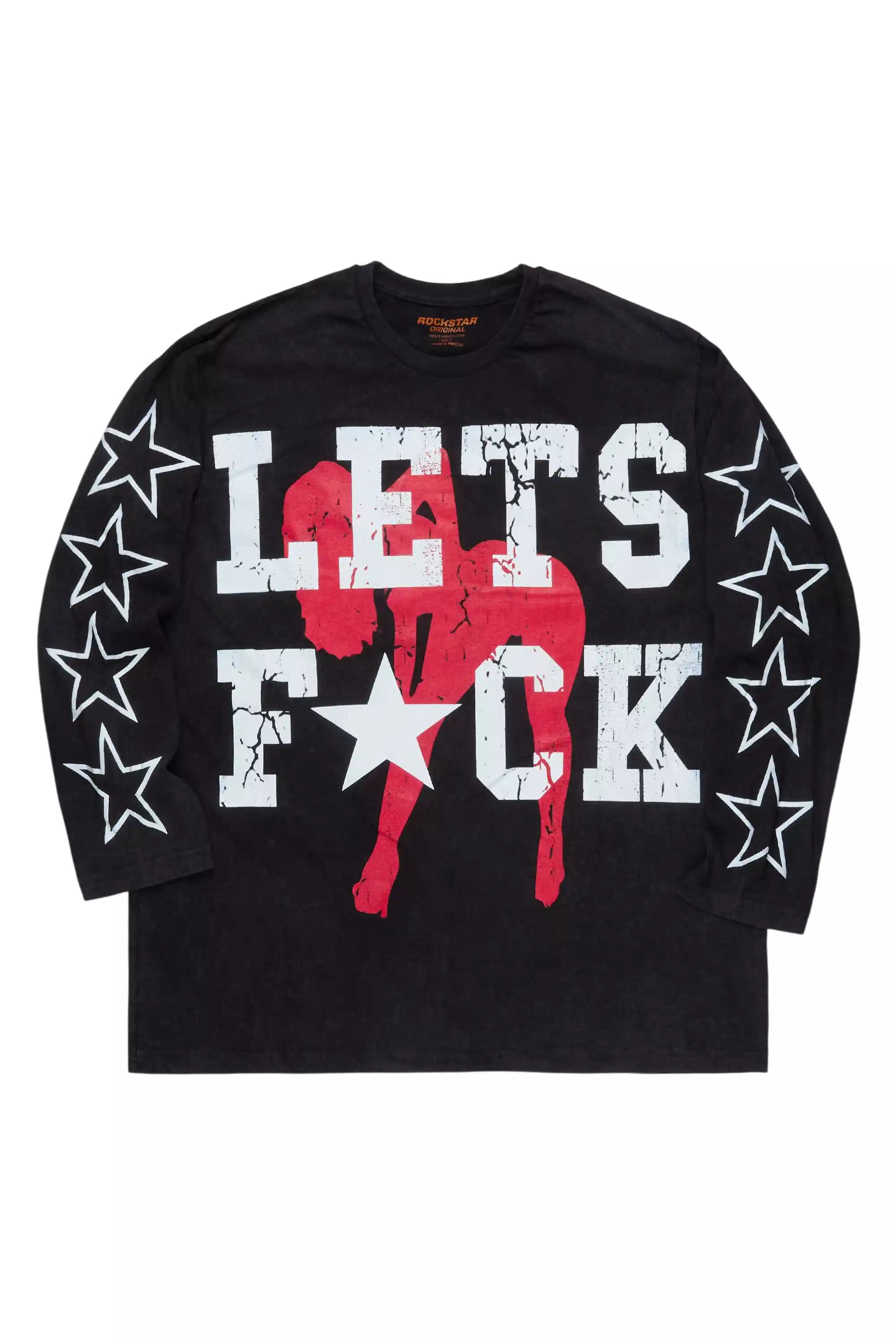 Pacino Vintage Black/Red Long Sleeve Graphic T-Shirt