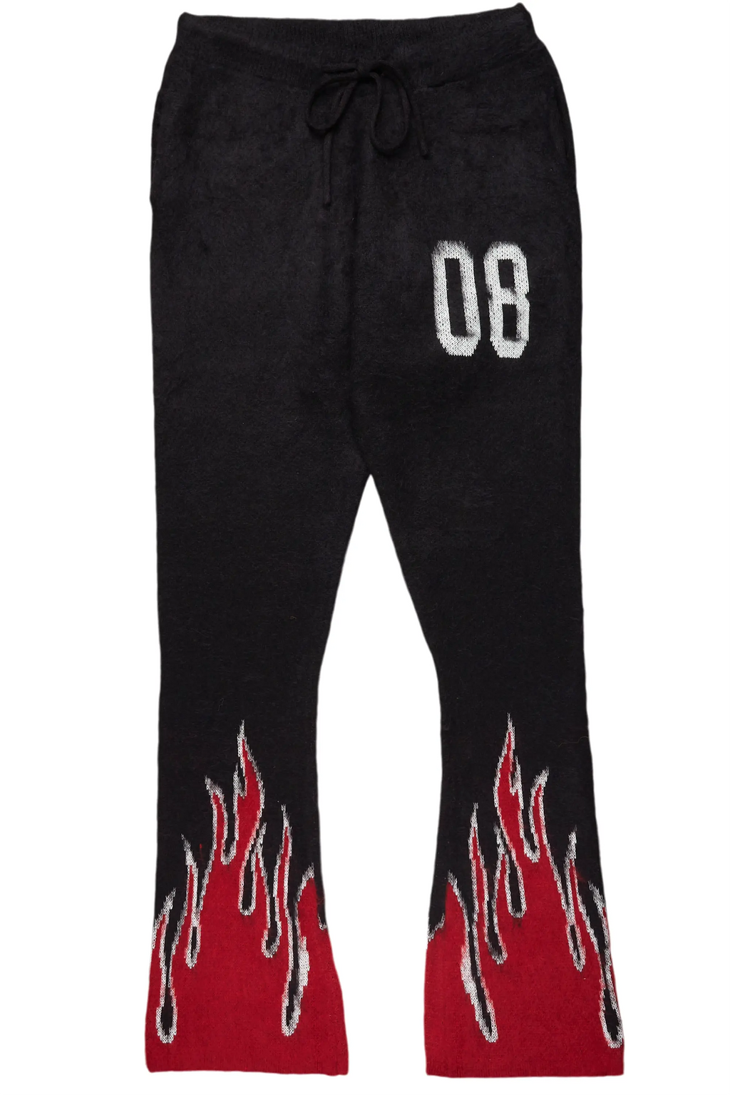 Girls Helga Black/Red Graphic Stacked Flare Mohair Track Pant