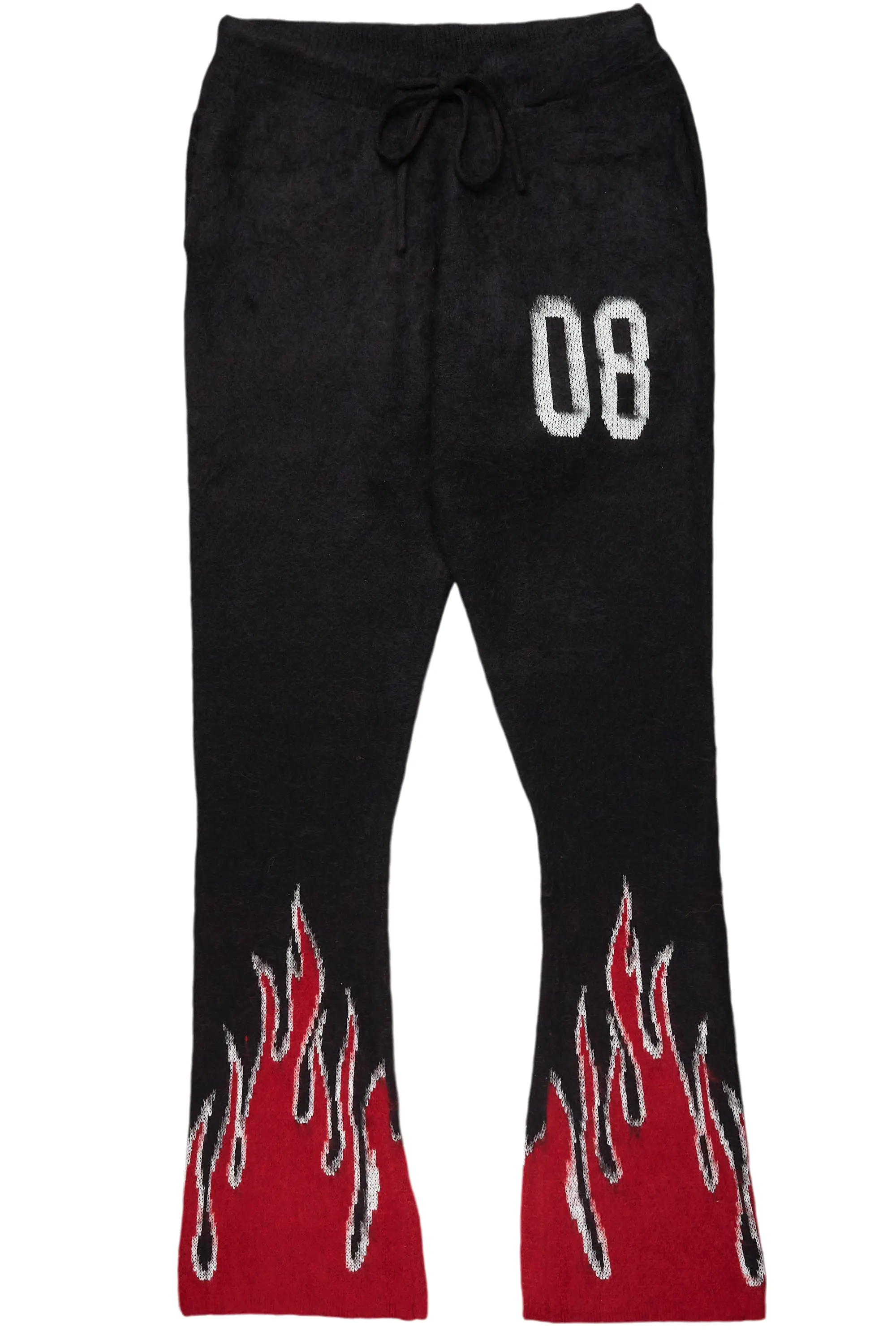 Girls Helga Black/Red Graphic Stacked Flare Mohair Track Pant