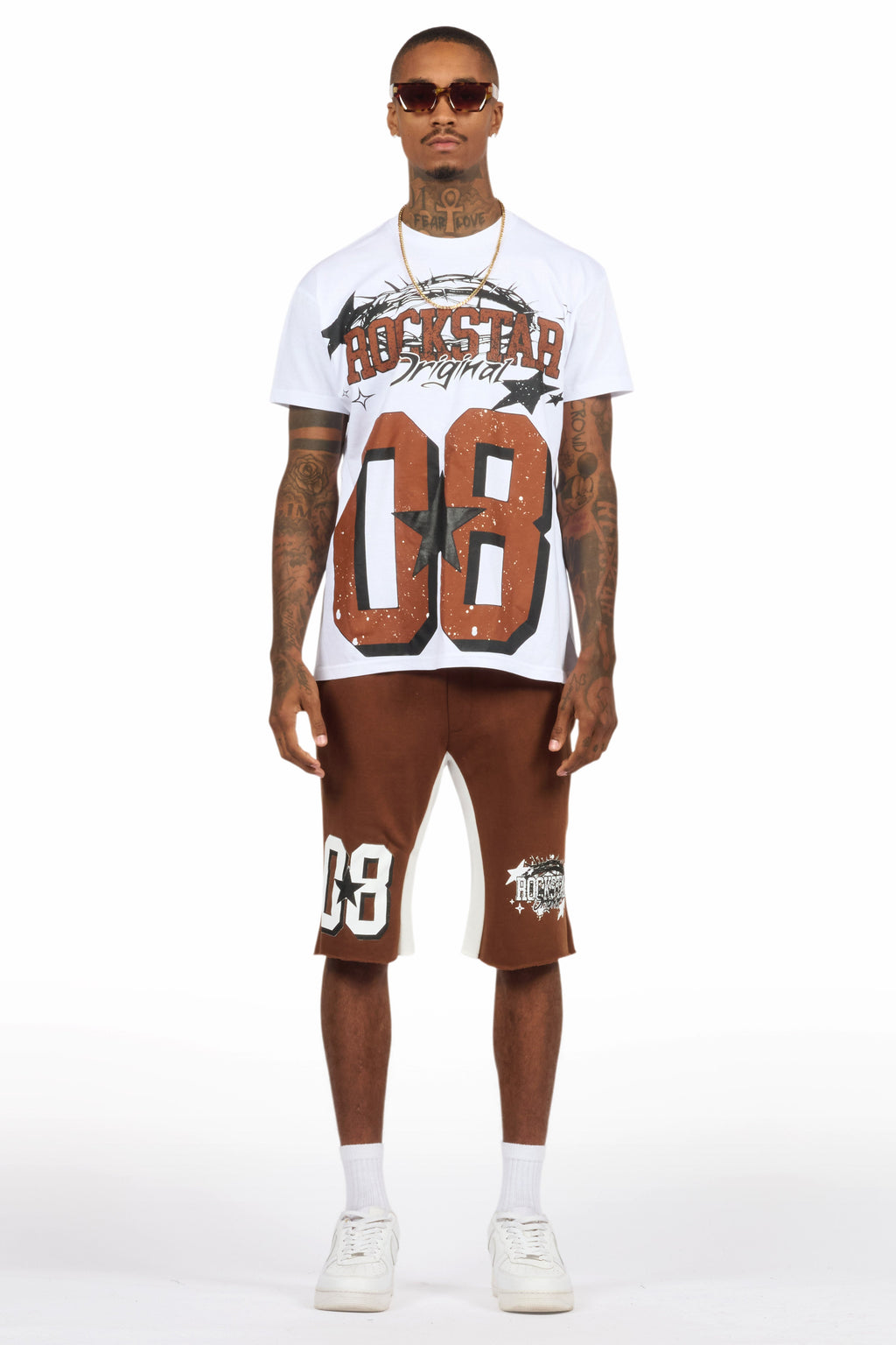 Allstar White/Brown T-Shirt Short Set