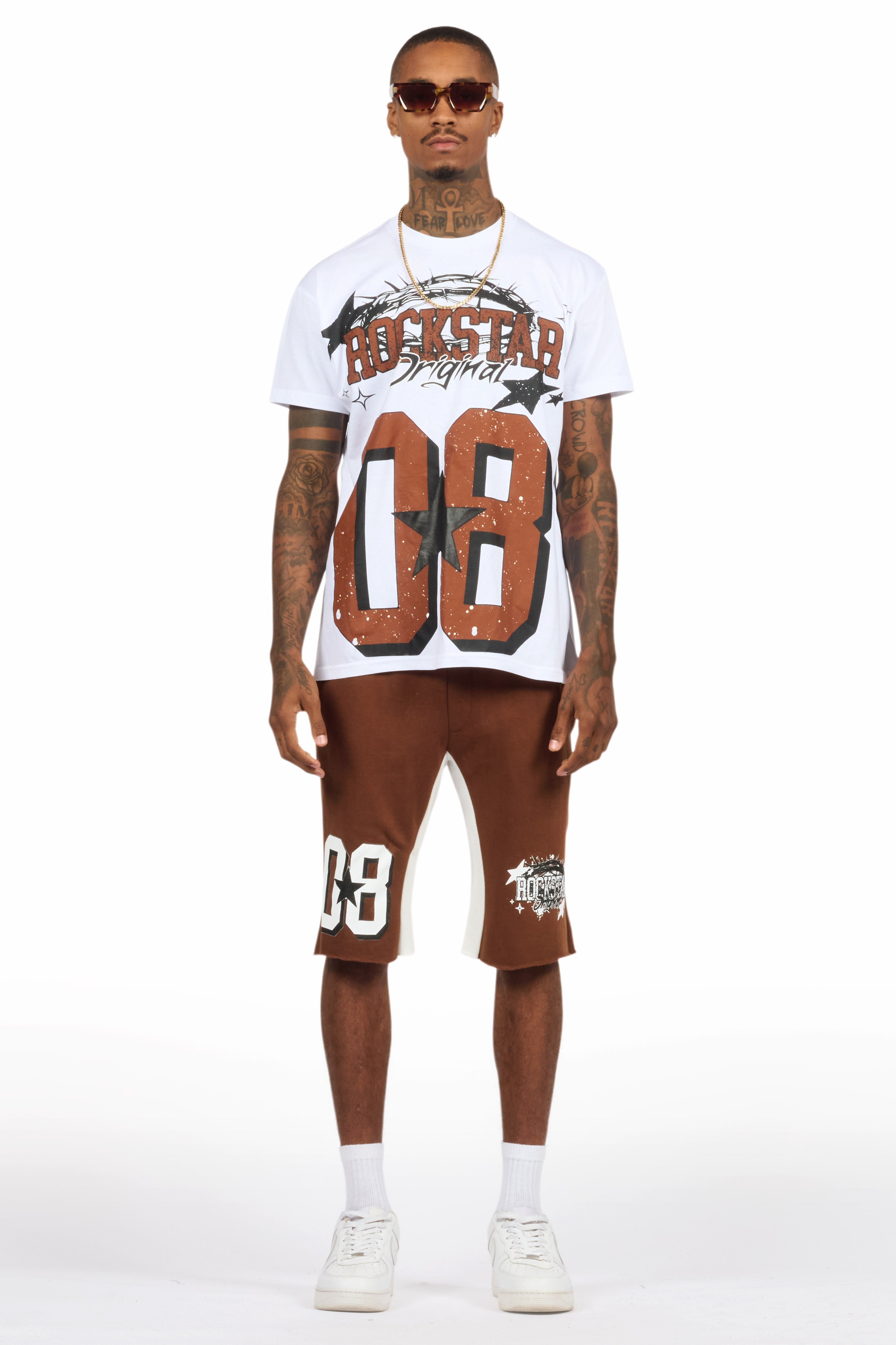 Allstar White/Brown T-Shirt Short Set