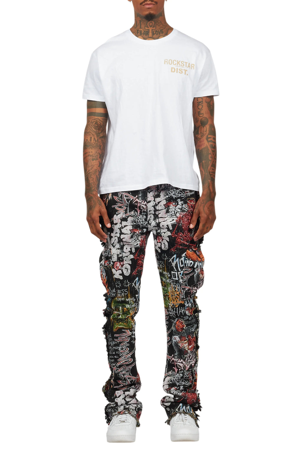 Jari Multi Stacked Tapestry Flare Jean