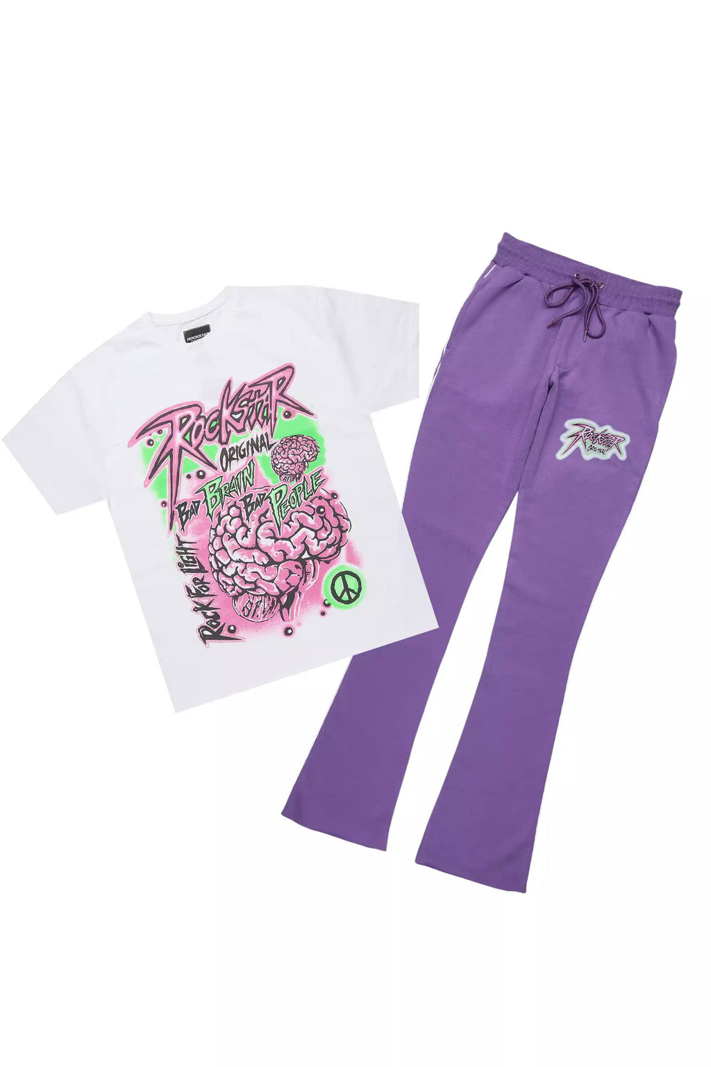 Braindead Purple/White T-Shirt/Stacked Track Set