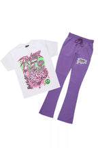 Braindead Purple/White T-Shirt/Stacked Track Set