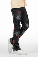 StarLane Dark Grey Stacked Flare Jean