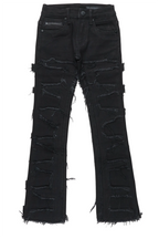 Boys Hallie Black Super Stacked Flare Jean