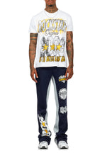 Racing Grung White/Navy T-Shirt/Stacked Baggy Track Pant Set