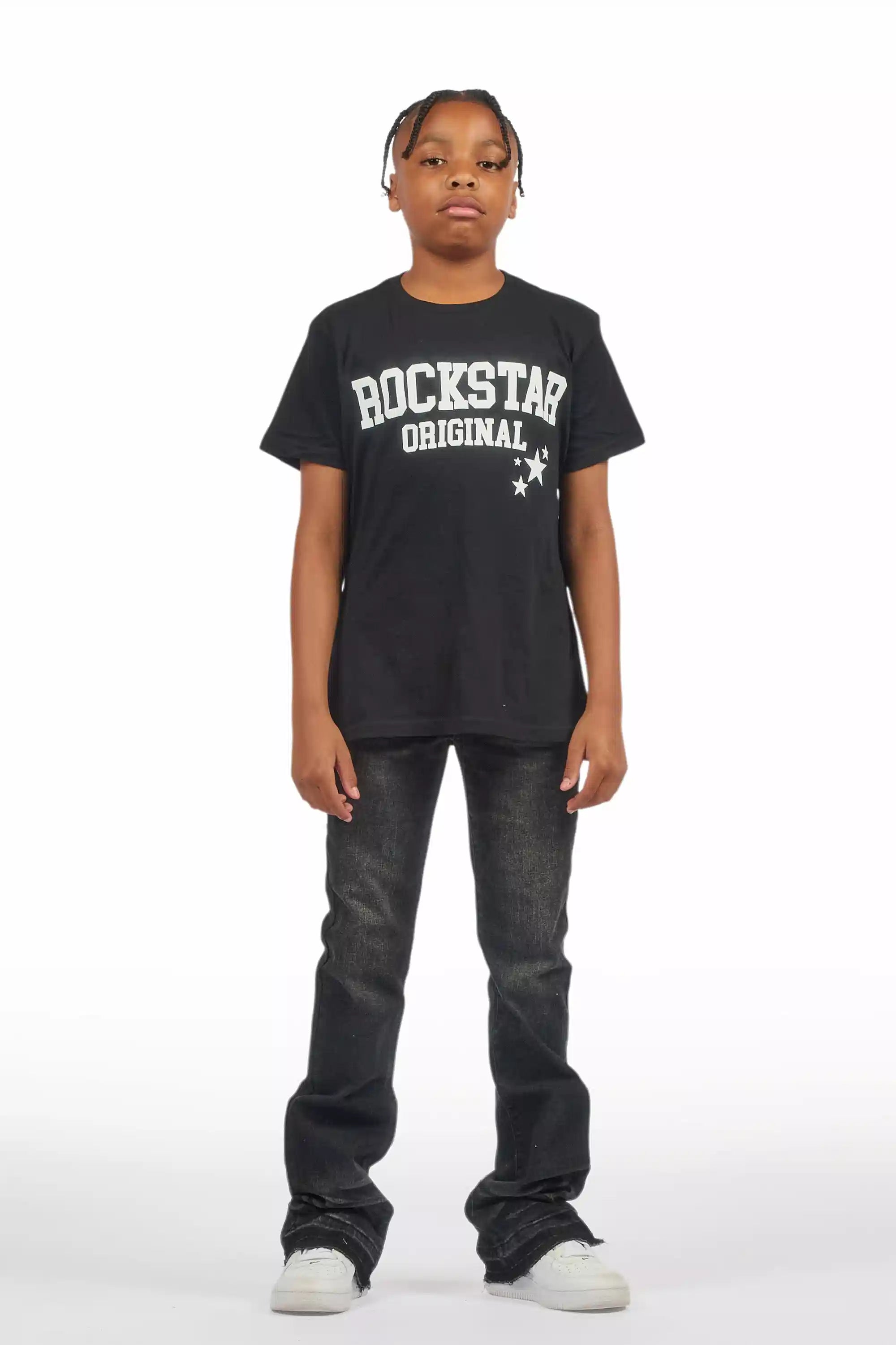 Boys Dag Black Wash Stacked Flare Jean