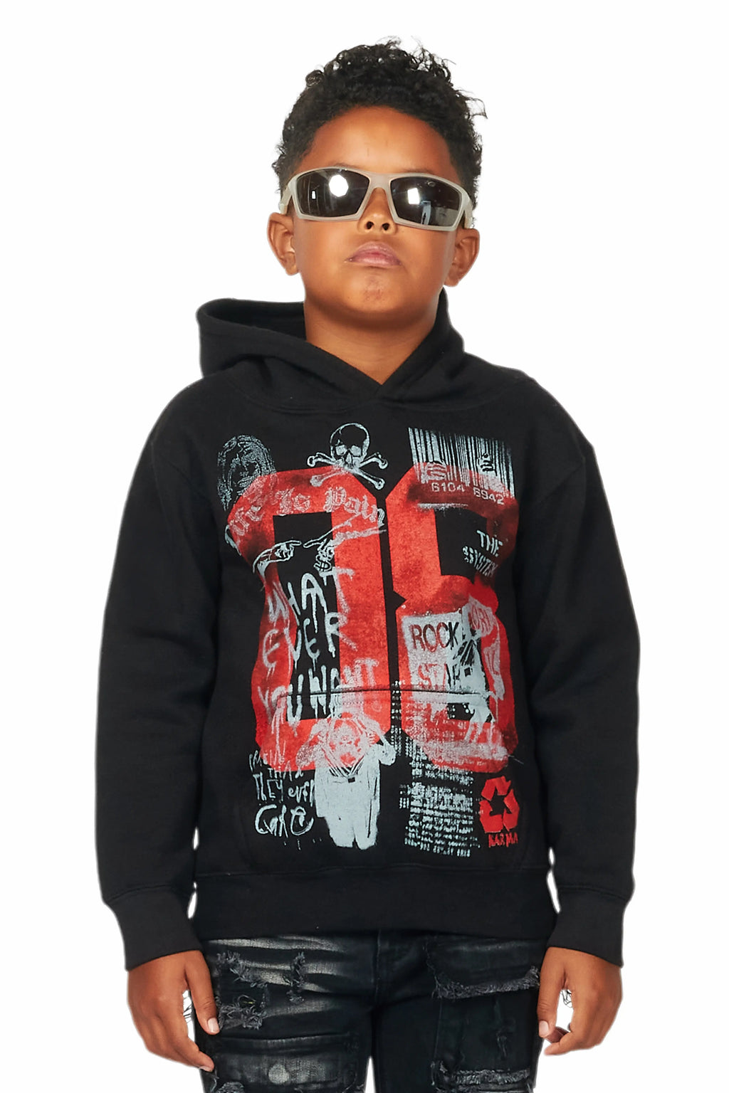 Boys Beau Black Graphic Hoodie