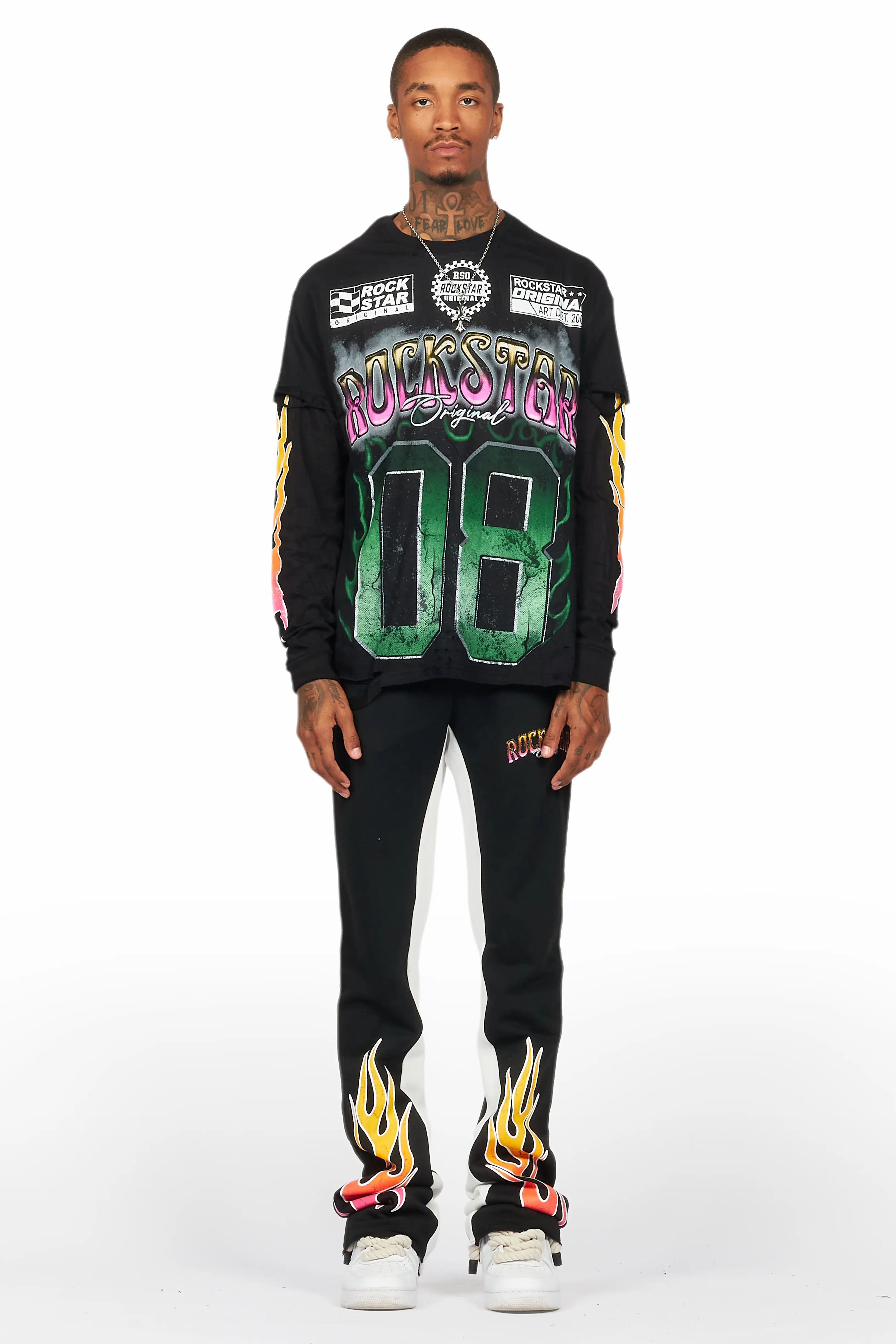 Quito Double Layer T-Shirt/Stacked Baggy Track Pant Set