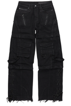 Three Maxi Jet Black Baggy Fit Jean