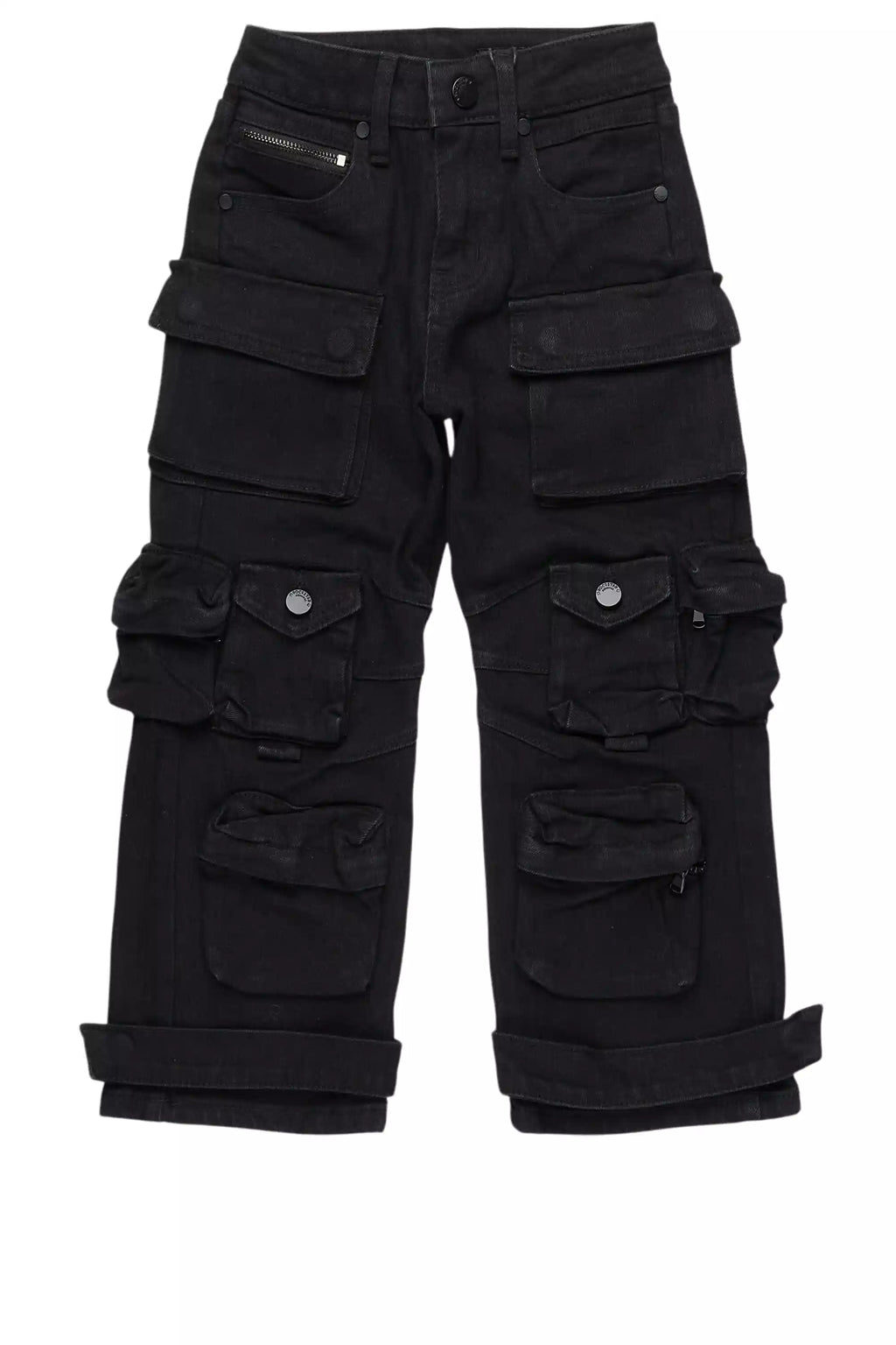 Boys Mahesh Black Baggy Cargo Jean