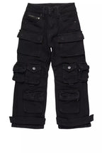 Boys Mahesh Black Baggy Cargo Jean