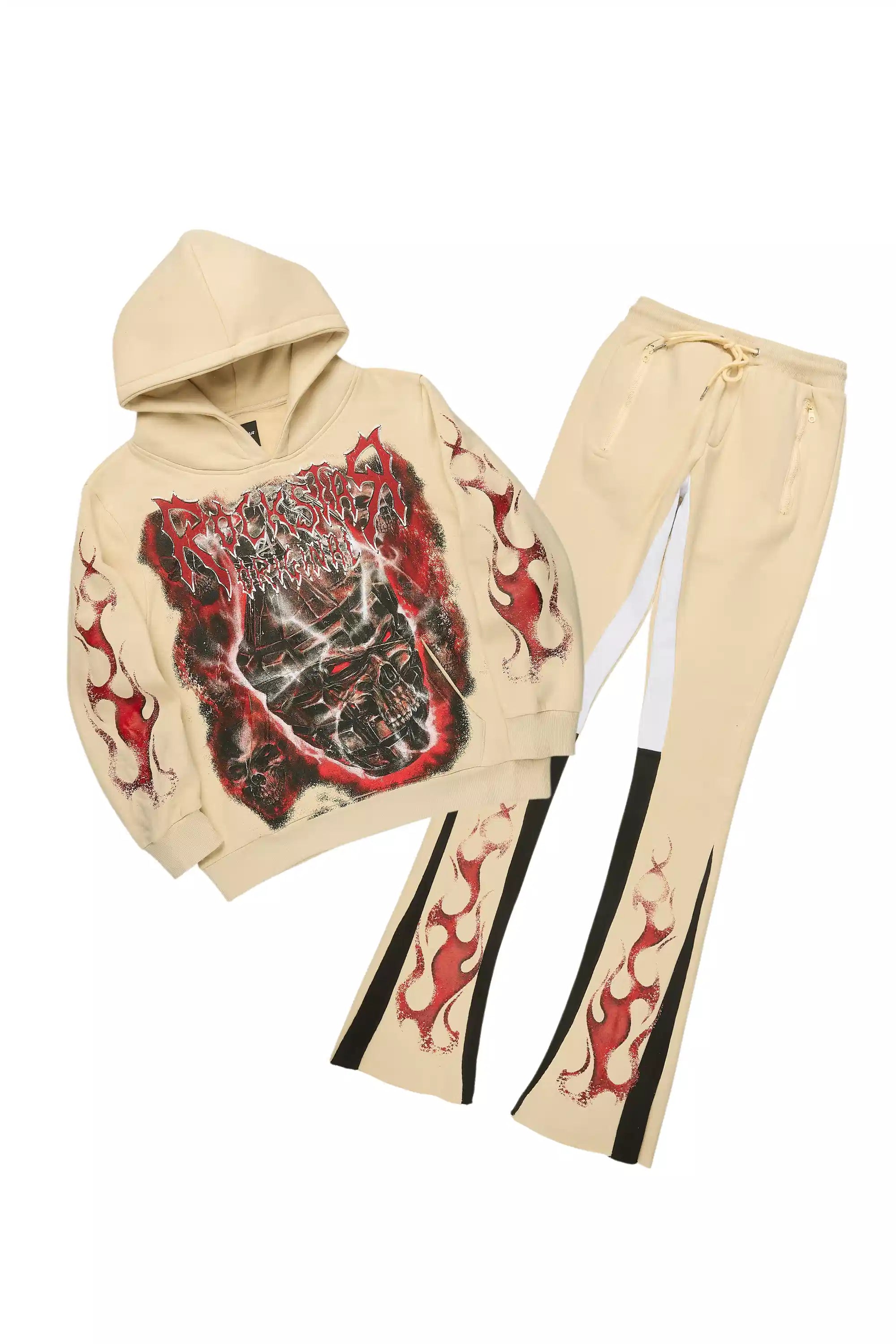 Torrez Beige/Red Hoodie/Stacked Track Set