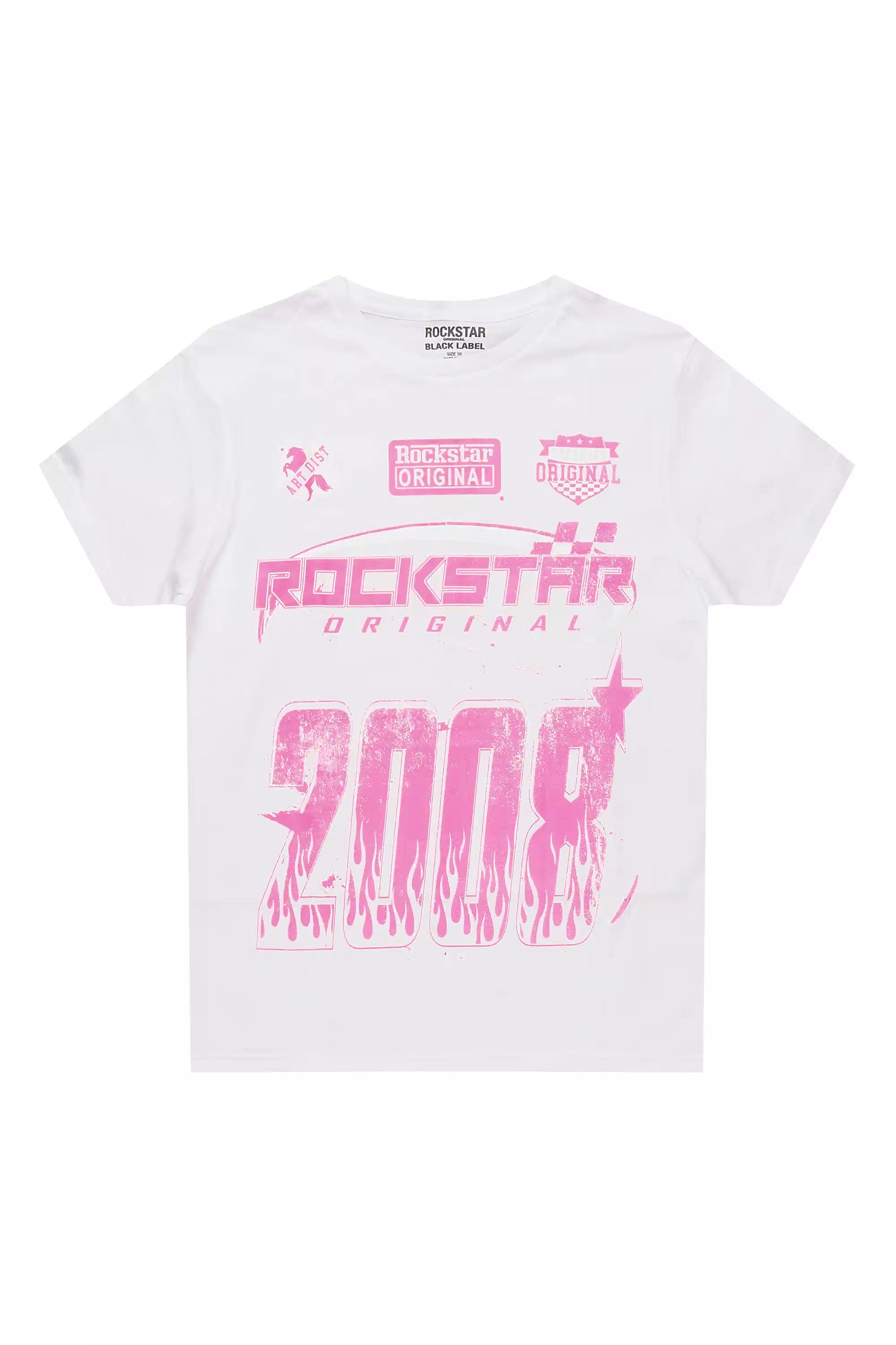 Girls Esha White/Pink Graphic T-Shirt