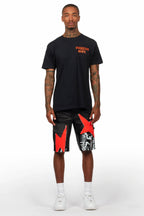 Akos Black T-Shirt/Denim Short Set