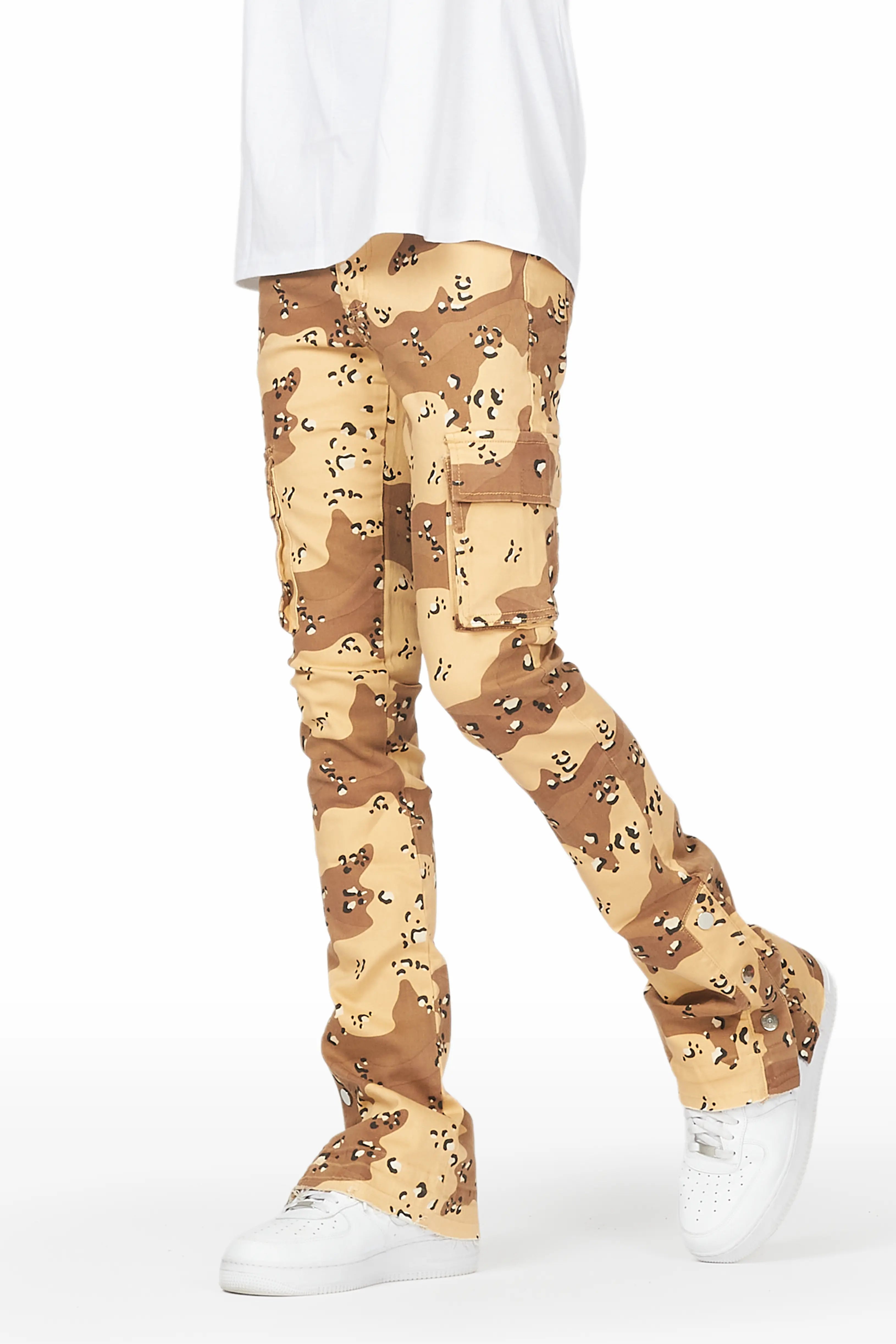 Waage Desert Camo Cargo Stacked Flare Jean