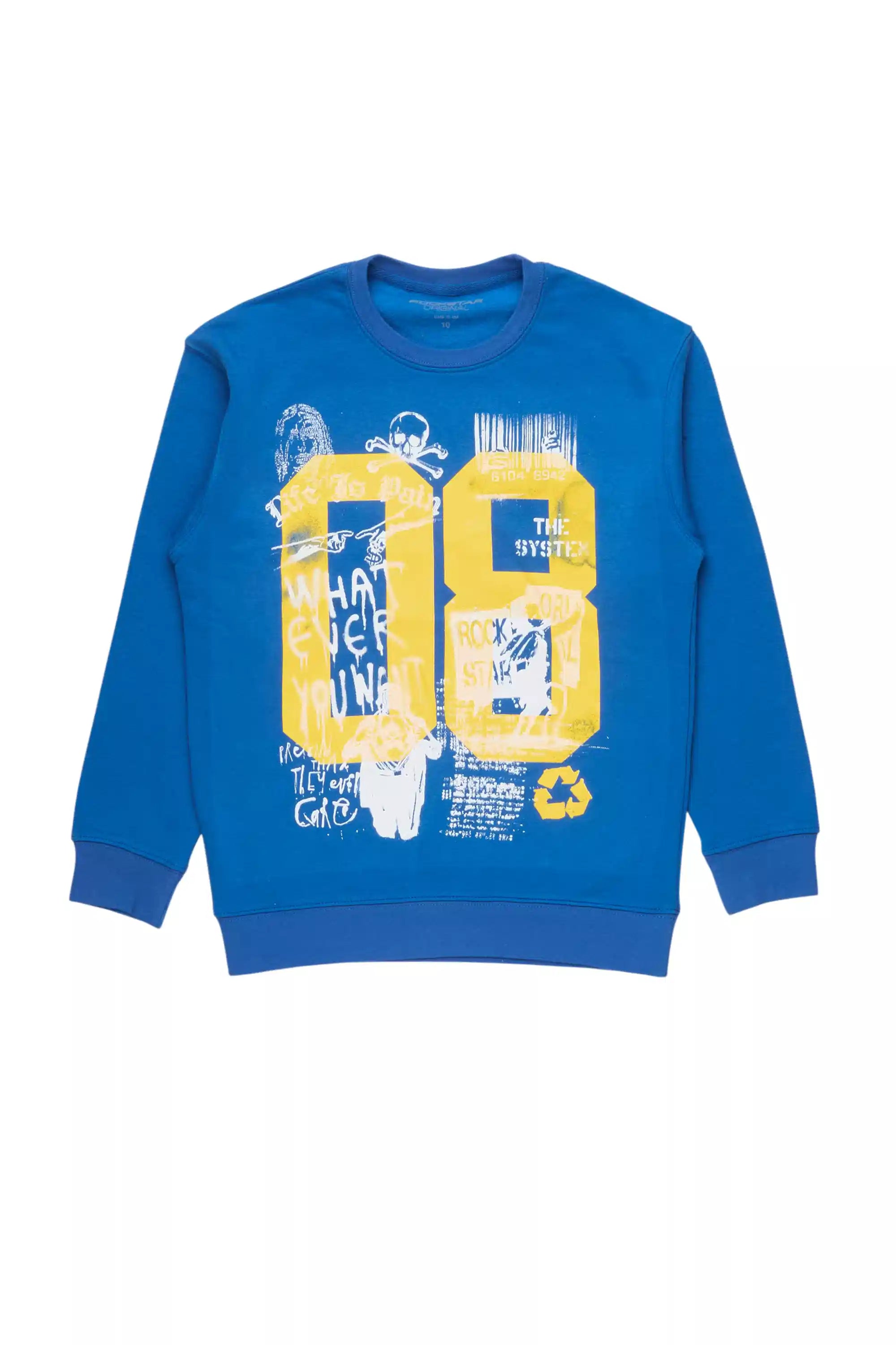 Boys Beau Royal Blue/Yellow Graphic Crewneck