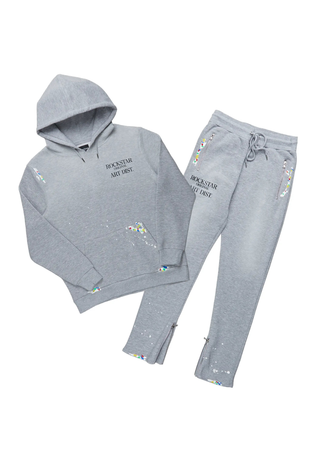Rockstar Art Dist. Heather Grey Slim Fit track Set