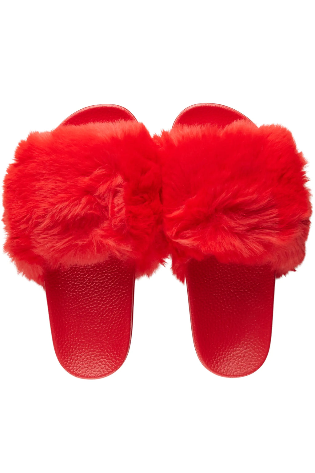 Tatyana Red Fur Slides