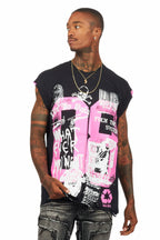 Grill Black/Pink Graphic Muscle T-Shirt