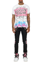 Kodak Black/Pink Painter Stacked Flare Jean