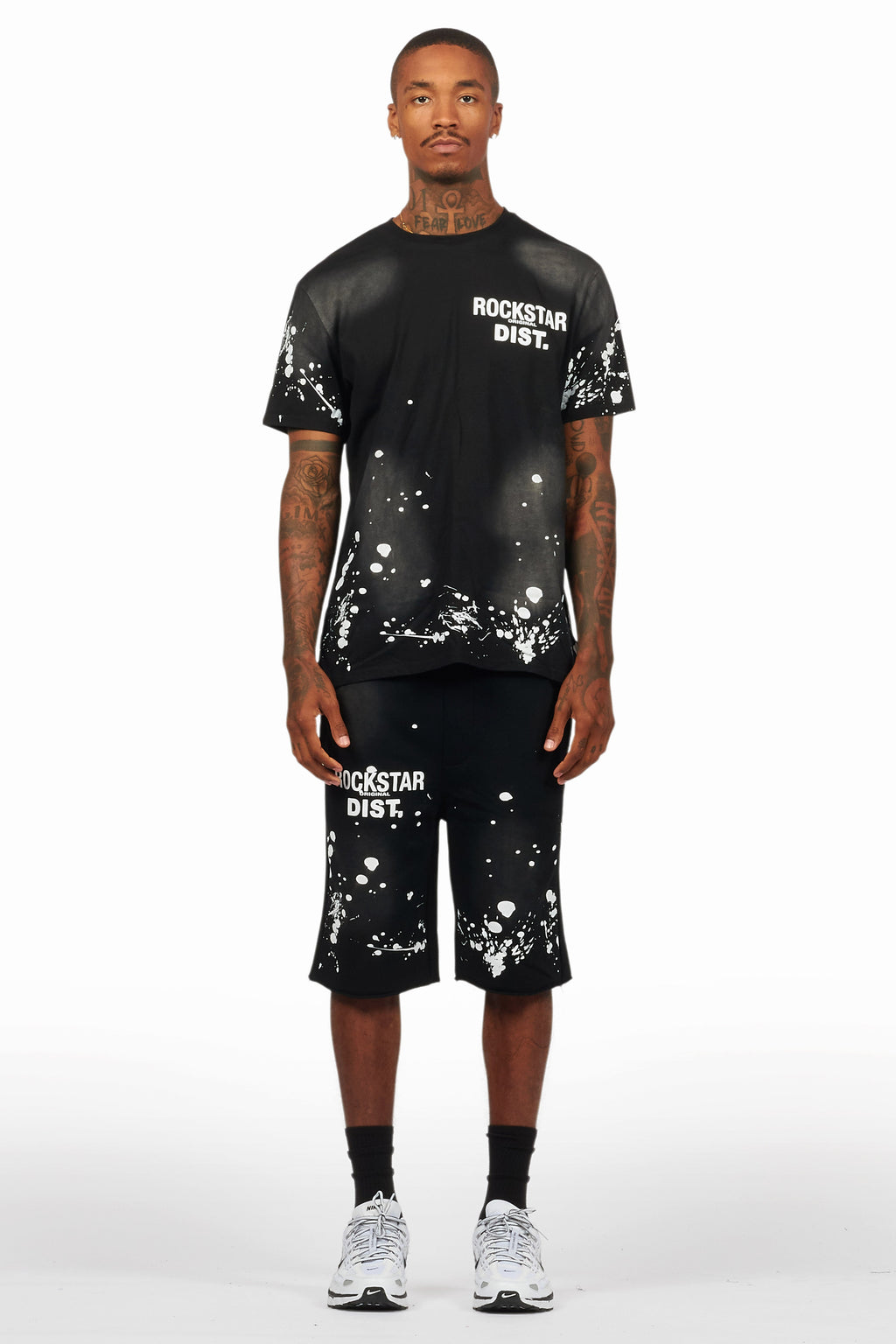 Rafix Black Graphic T-Shirt Short Set