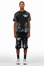 Rafix Black Graphic T-Shirt Short Set