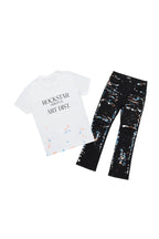 Boys Travis White T-Shirt/Stacked Flare Jean Set
