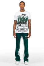 Kastell White/Green T-Shirt/Stacked Baggy Track Pant Set
