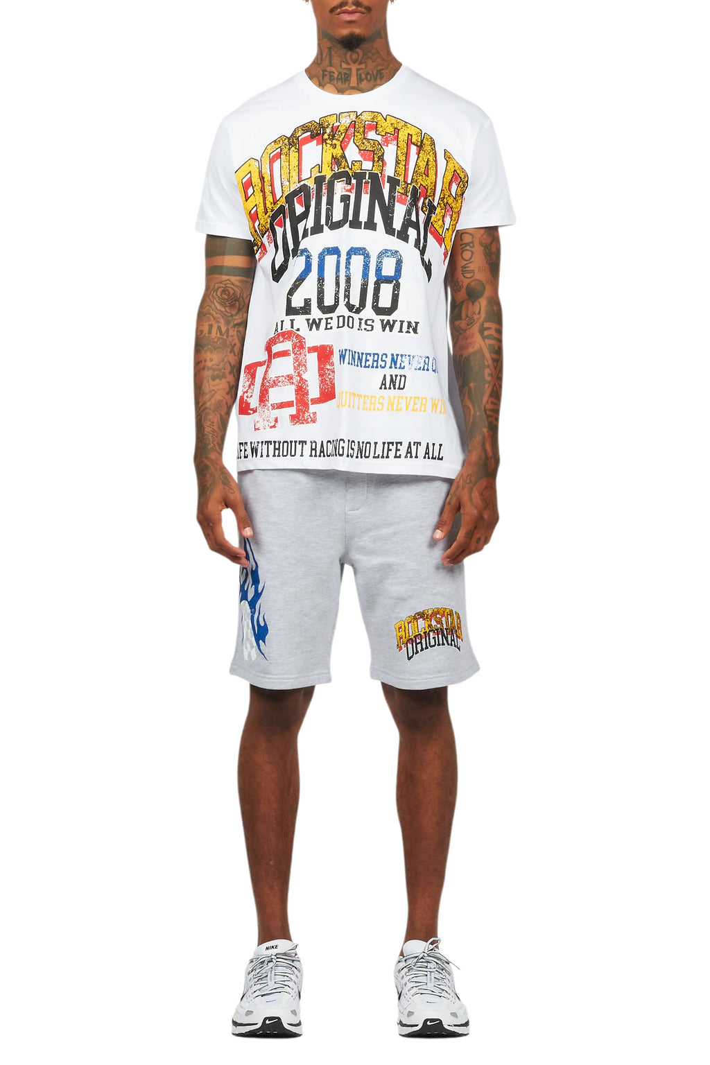 Colorful Race White/Grey T-Shirt Short Set