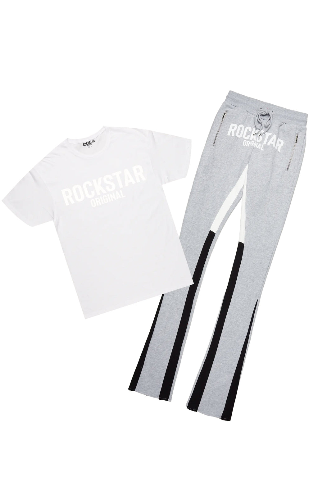 Sana Heather Grey T-Shirt/Stacked Track Pant Set
