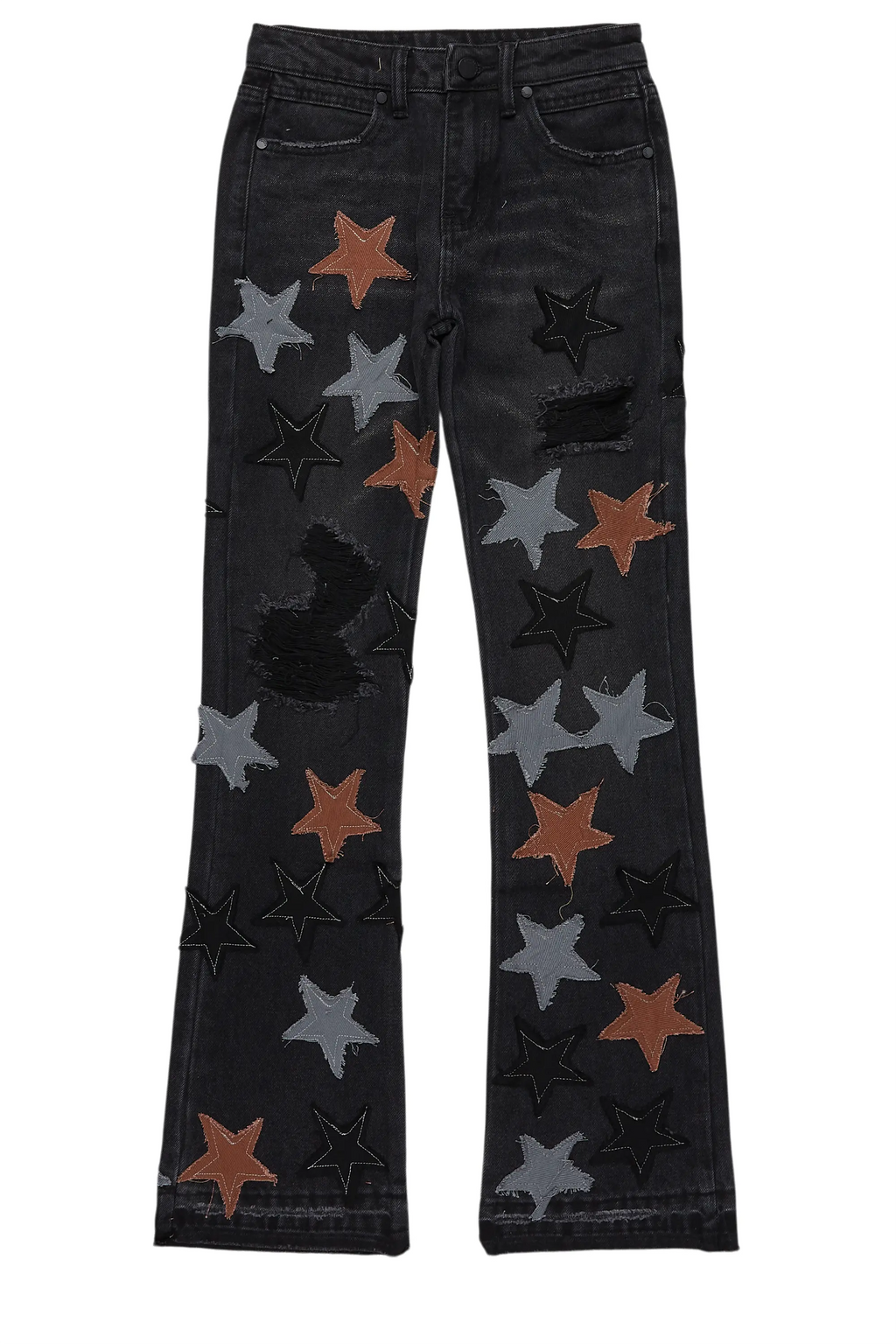 Boys StarLane Black Stacked Flare Jean