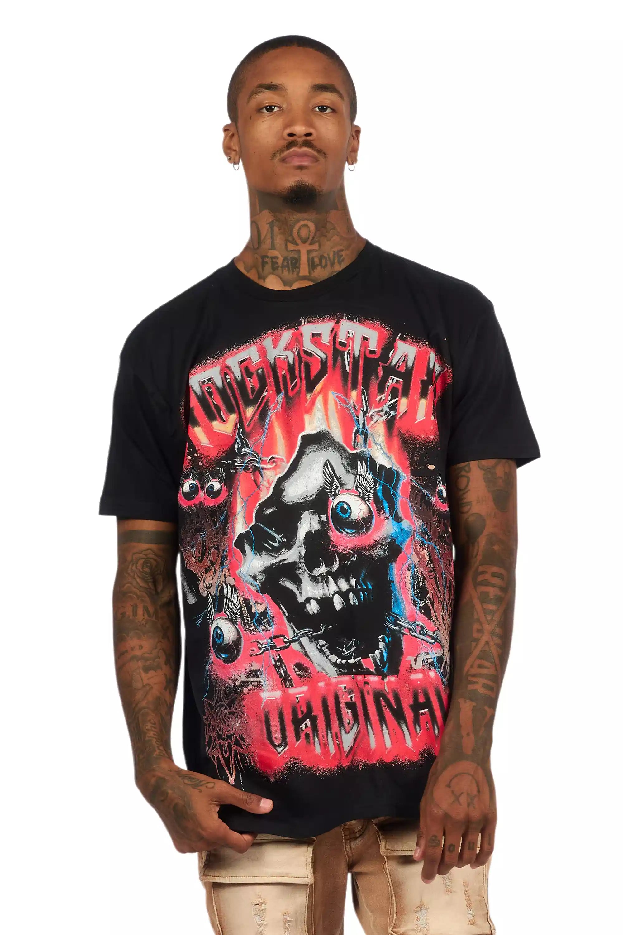 Styx Black/Red Oversized Graphic T-Shirt