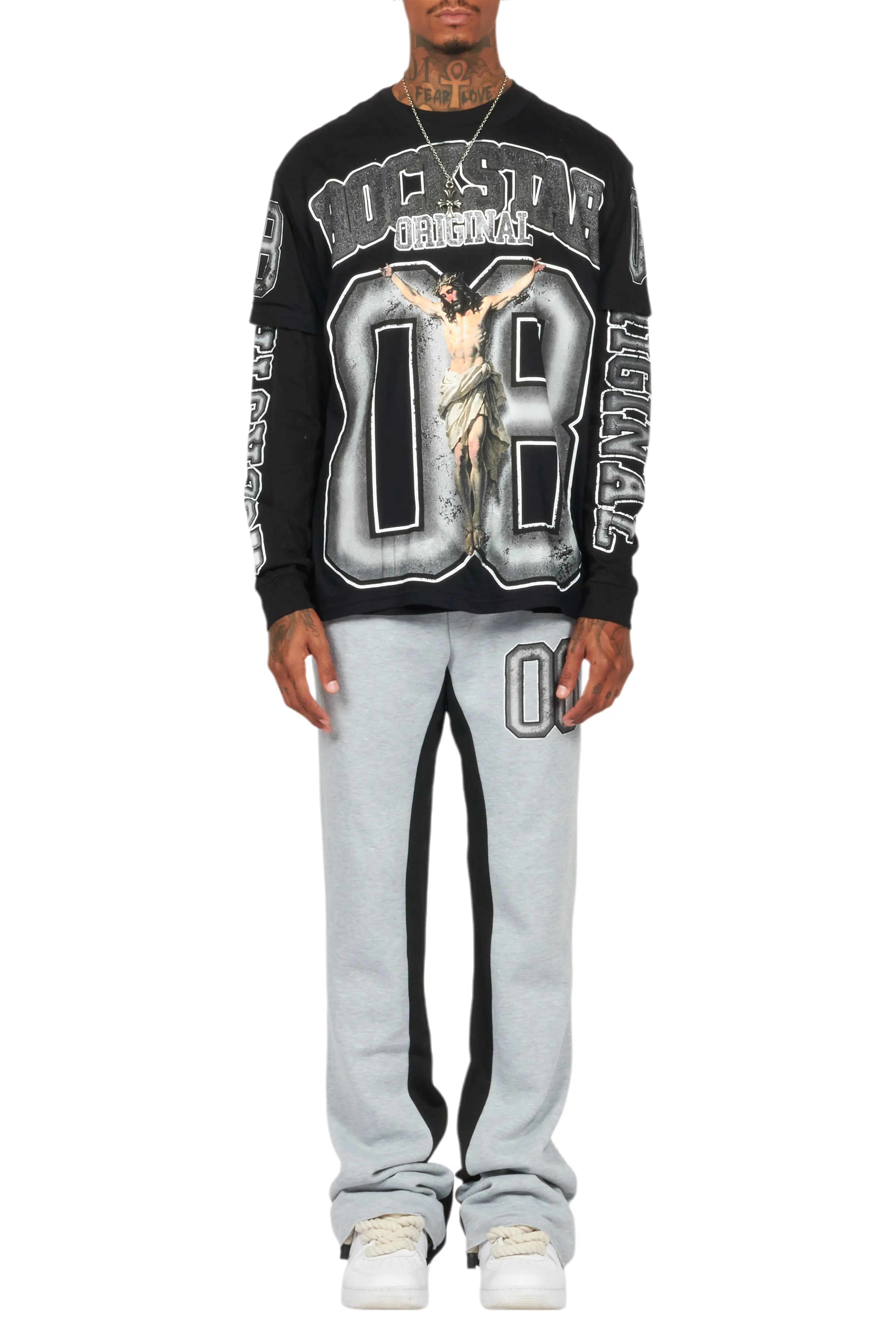 Fields Black/Grey Double Layer T-Shirt/Baggy Pant Set