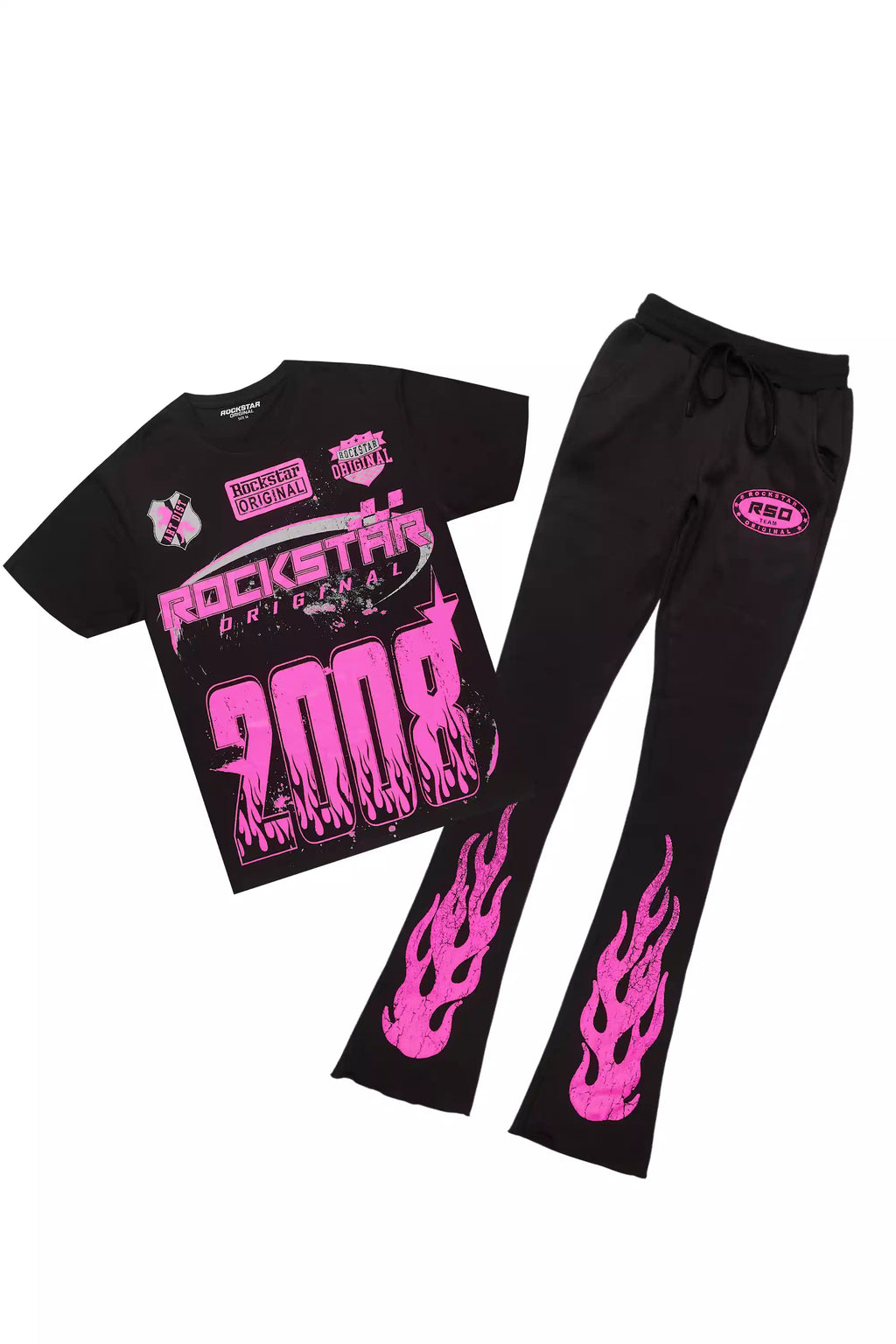 Esha Black/Pink T-Shirt Trackset