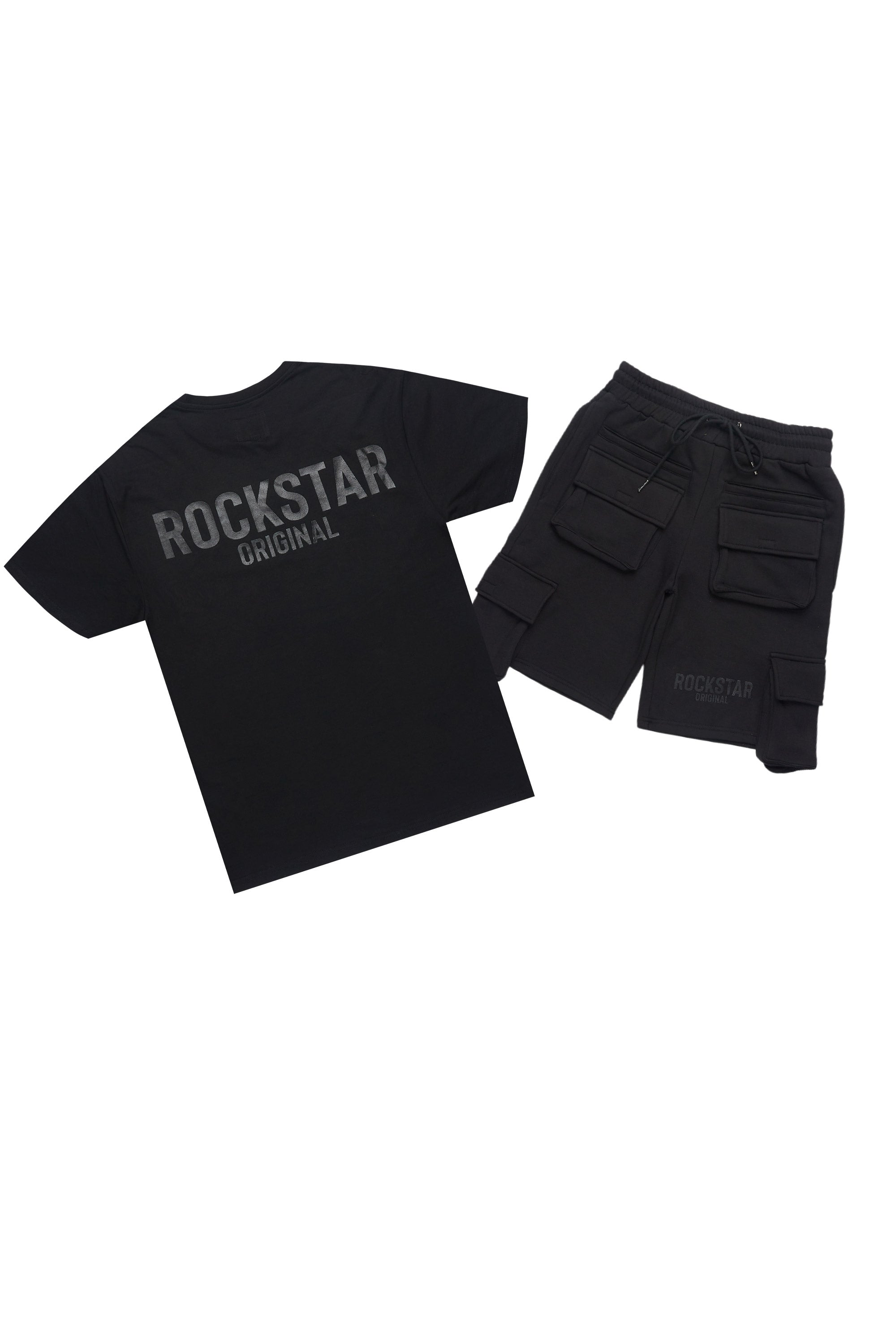 Sana Black/Black T-Shirt Cargo Shorts Set