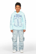 Boys Fields Blue Mohair Hoodie/Baggy Cargo Jean Set
