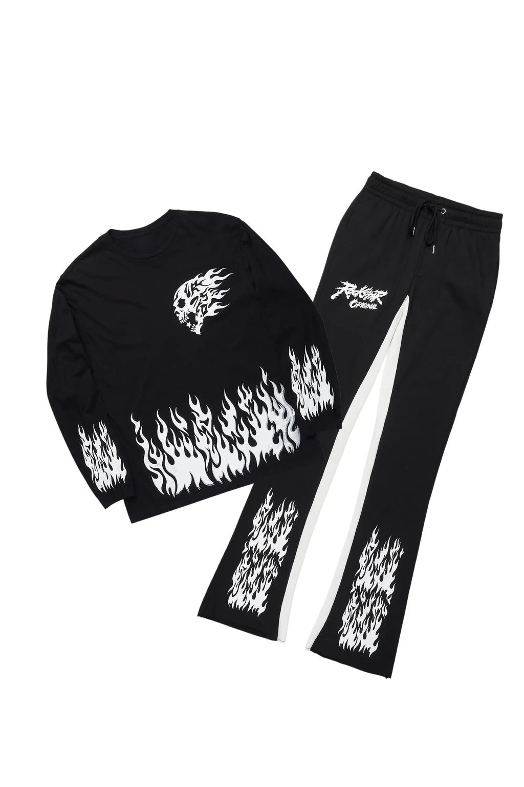 Bubble Black/White Long Sleeve T-Shirt/Baggy Pant Set