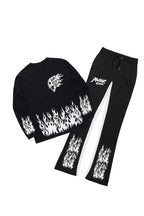 Bubble Black/White Long Sleeve T-Shirt/Baggy Pant Set