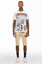 Shootah White/Beige T-Shirt Short Set