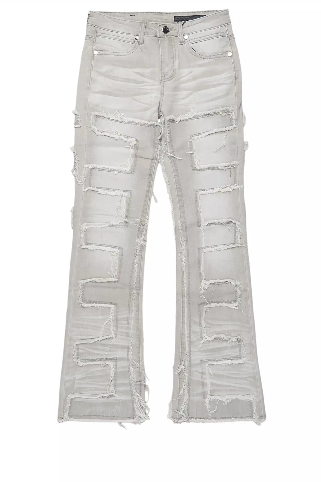 Boys Shake Light Grey Stacked Flare Jean