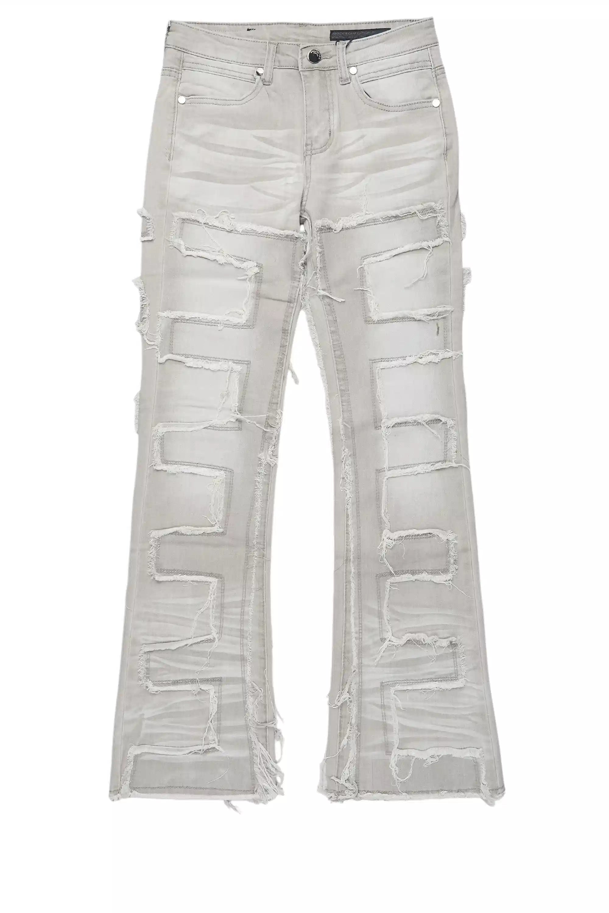 Boys Shake Light Grey Stacked Flare Jean