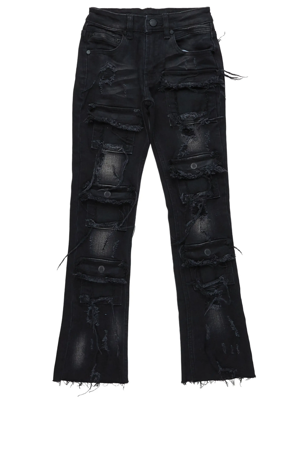 Girls Aalia Black Super Stacked Flare Jean