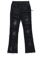 Girls Aalia Black Super Stacked Flare Jean